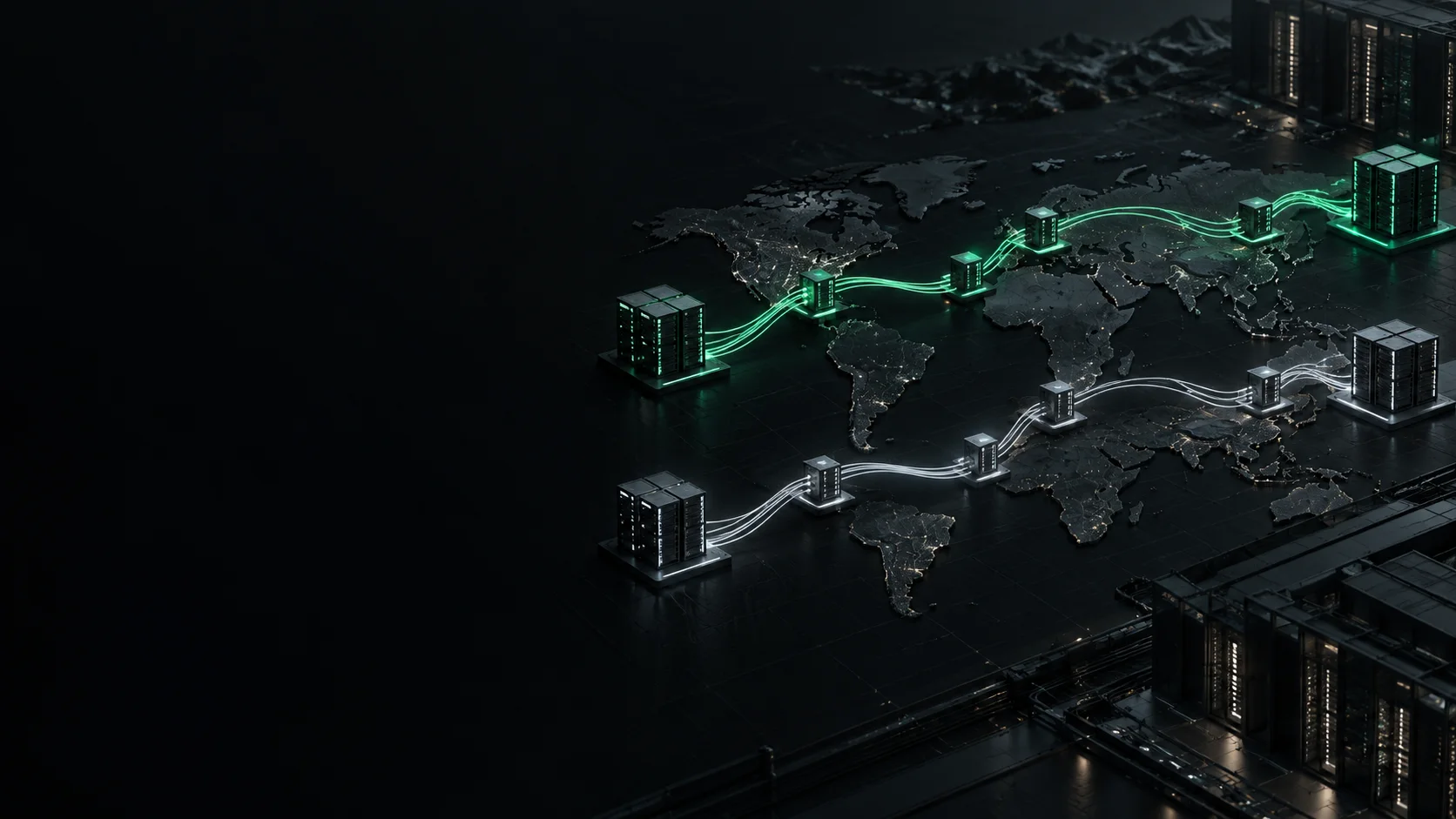 Two global proxy network routes shown side by side for comparison