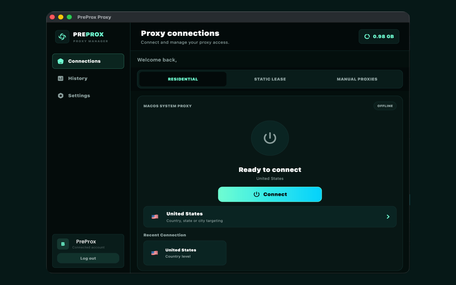 PreProx Proxy Manager for macOS